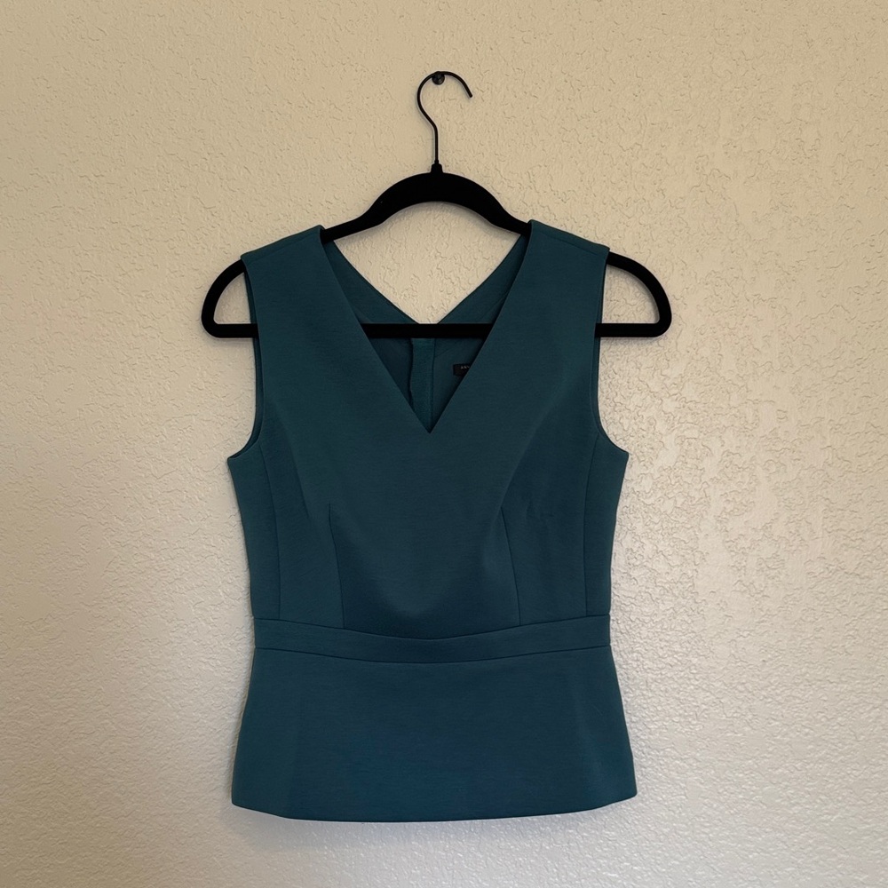 Ann Taylor Deep Teal Sleeveless Blouse